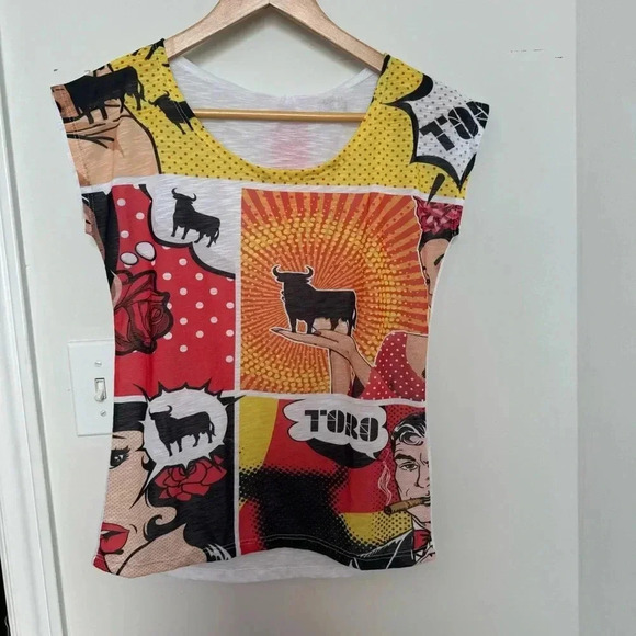 NWT Y2K dead stock Spanish toro pop  art shirt graphic S - Picture 2 of 4